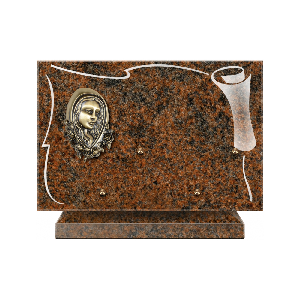 Plaque funéraire Rectangle 2 Granit Sablé 30x20 – Plaques Funéraires Créations® – vue complémentaire