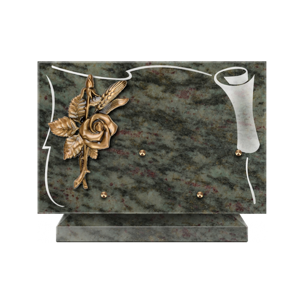 Plaque funéraire Rectangle 2 Granit Sablé 30x20 – Plaques Funéraires Créations® – vue complémentaire