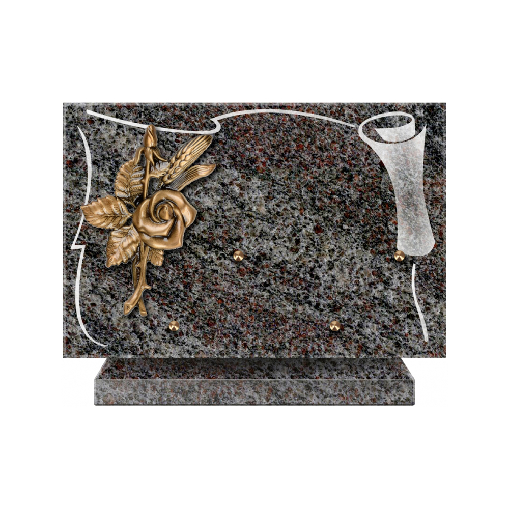Plaque funéraire Rectangle 2 Granit Sablé 30x20 – Plaques Funéraires Créations® – vue complémentaire