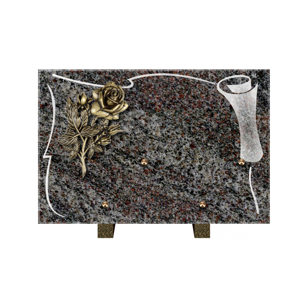 Plaque funéraire Rectangle 2 Granit Sablé 30x20 – Plaques Funéraires Créations® – vue complémentaire