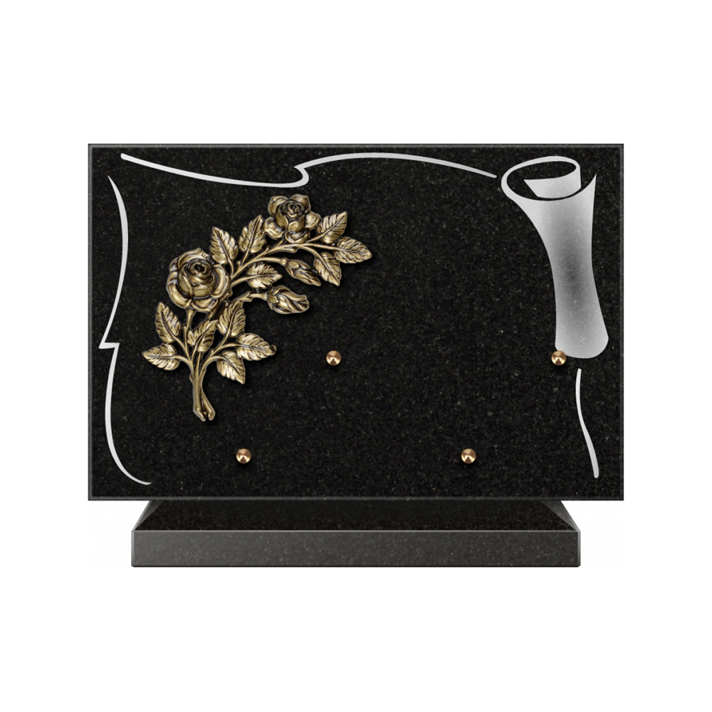 Plaque funéraire Rectangle 2 Granit Sablé 30x20 – Plaques Funéraires Créations® – vue complémentaire
