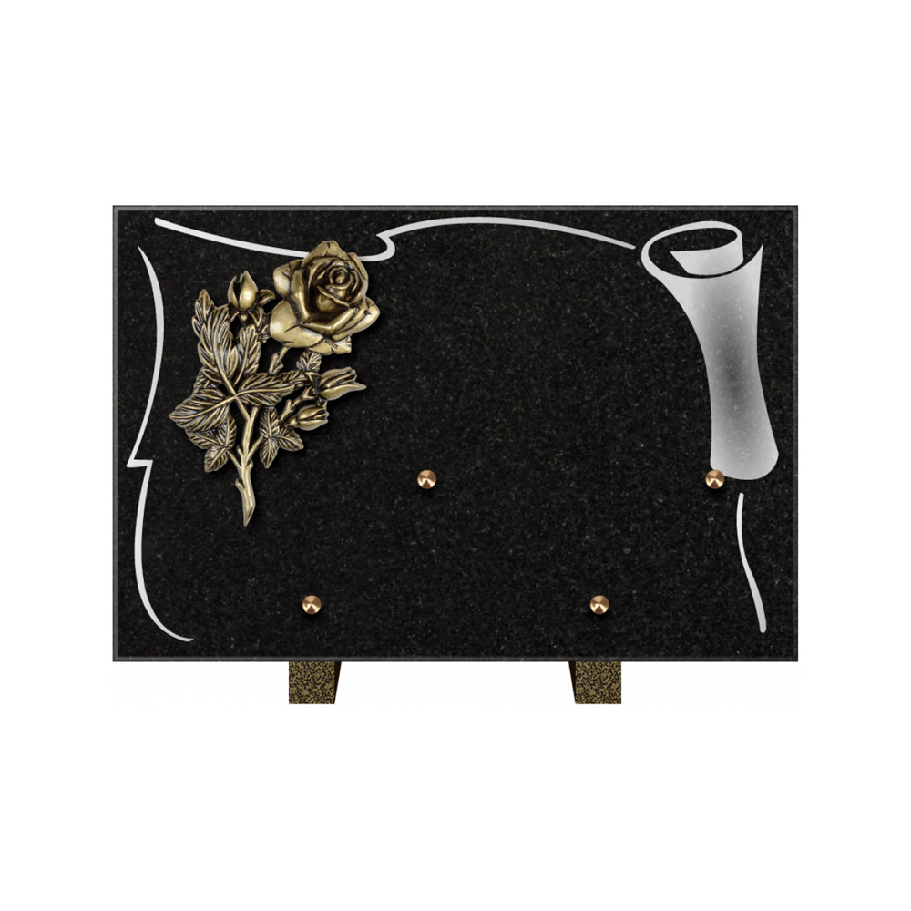 Plaque funéraire Rectangle 2 Granit Sablé 30x20 – Plaques Funéraires Créations® – vue complémentaire