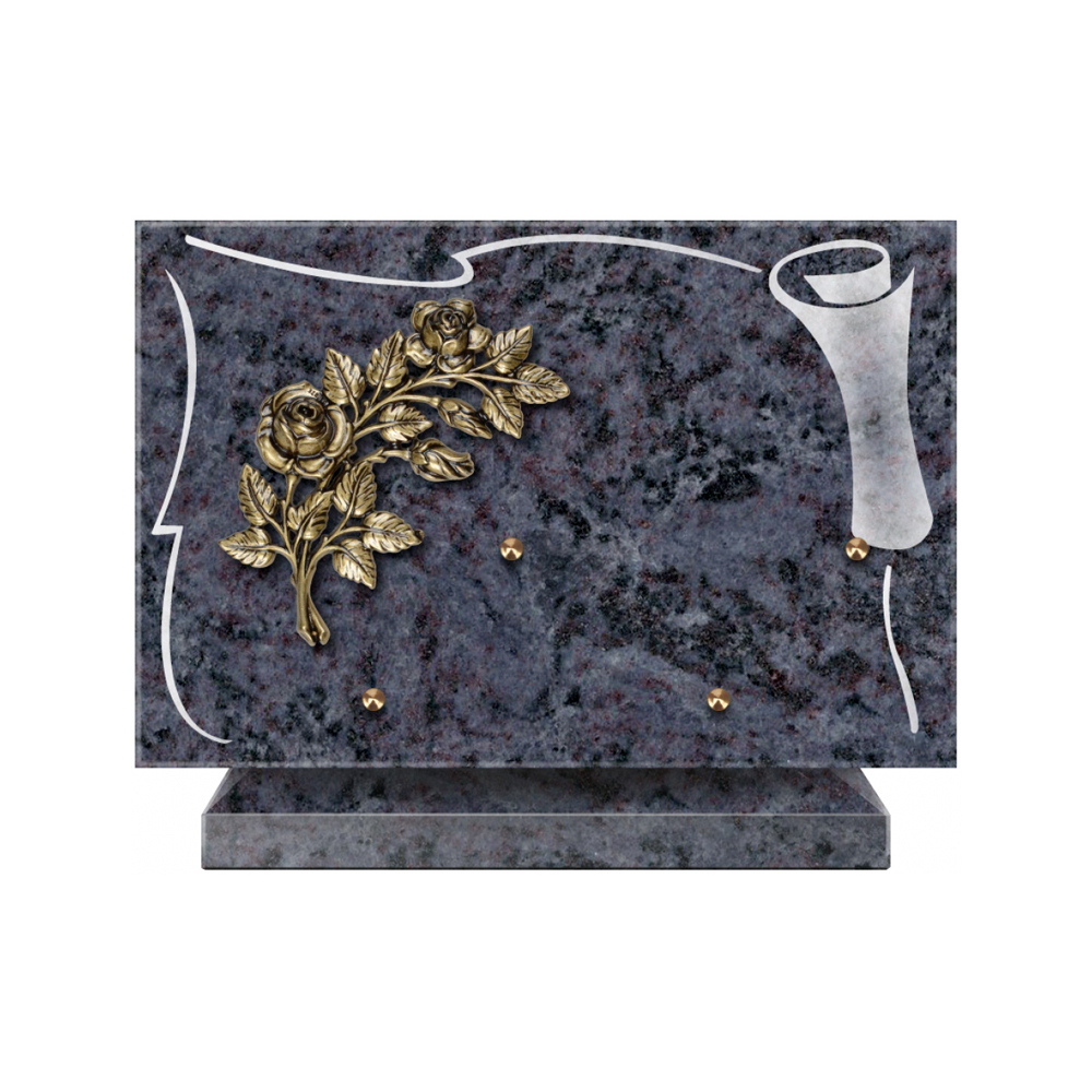 Plaque funéraire Rectangle 2 Granit Sablé 30x20 – Plaques Funéraires Créations® – vue complémentaire