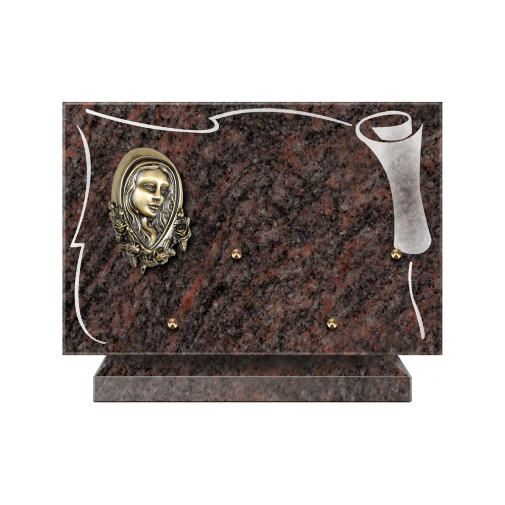 Plaque funéraire Rectangle 2 Granit Sablé 30x20 – Plaques Funéraires Créations® – vue complémentaire