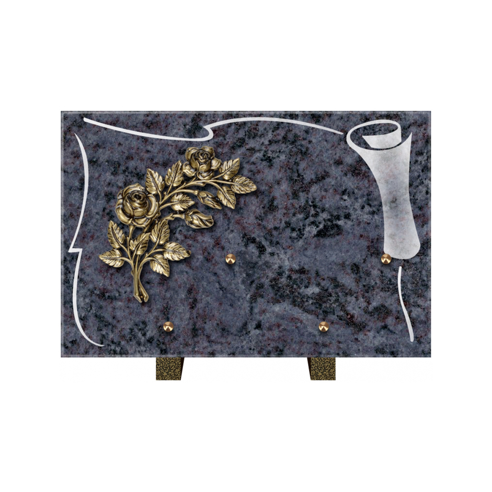 Plaque funéraire Rectangle 2 Granit Sablé 30x20 – Plaques Funéraires Créations® – vue complémentaire
