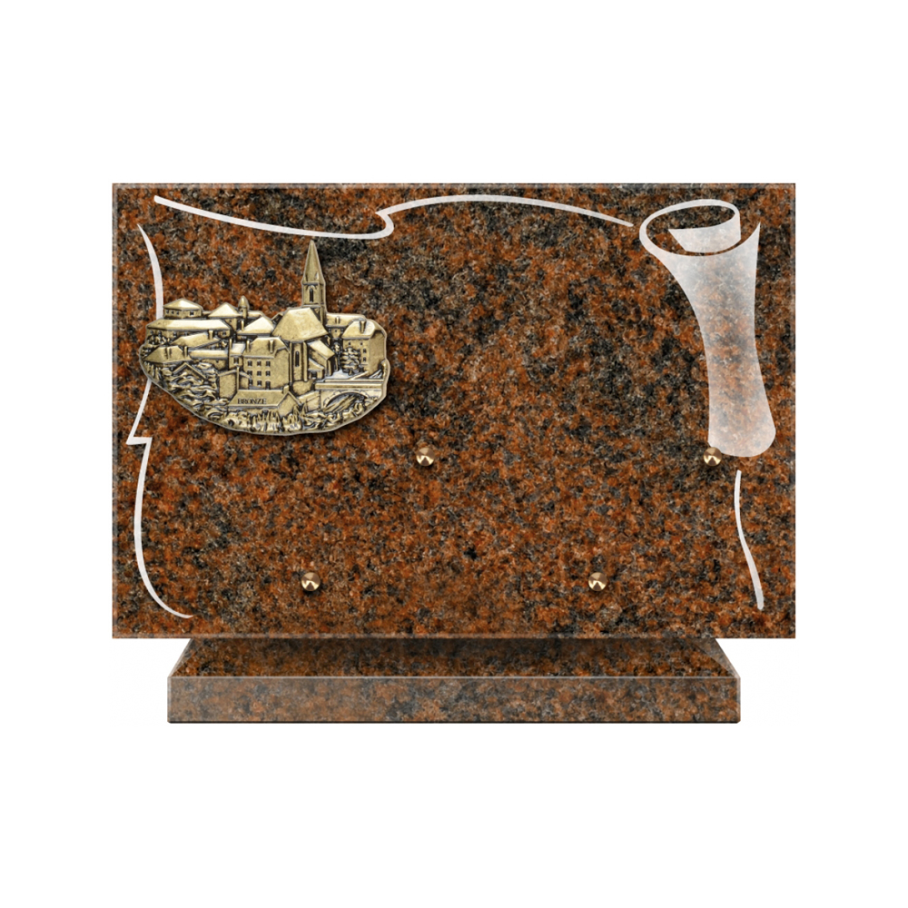 Plaque funéraire Rectangle 2 Granit Sablé 30x20 – Plaques Funéraires Créations® – vue complémentaire