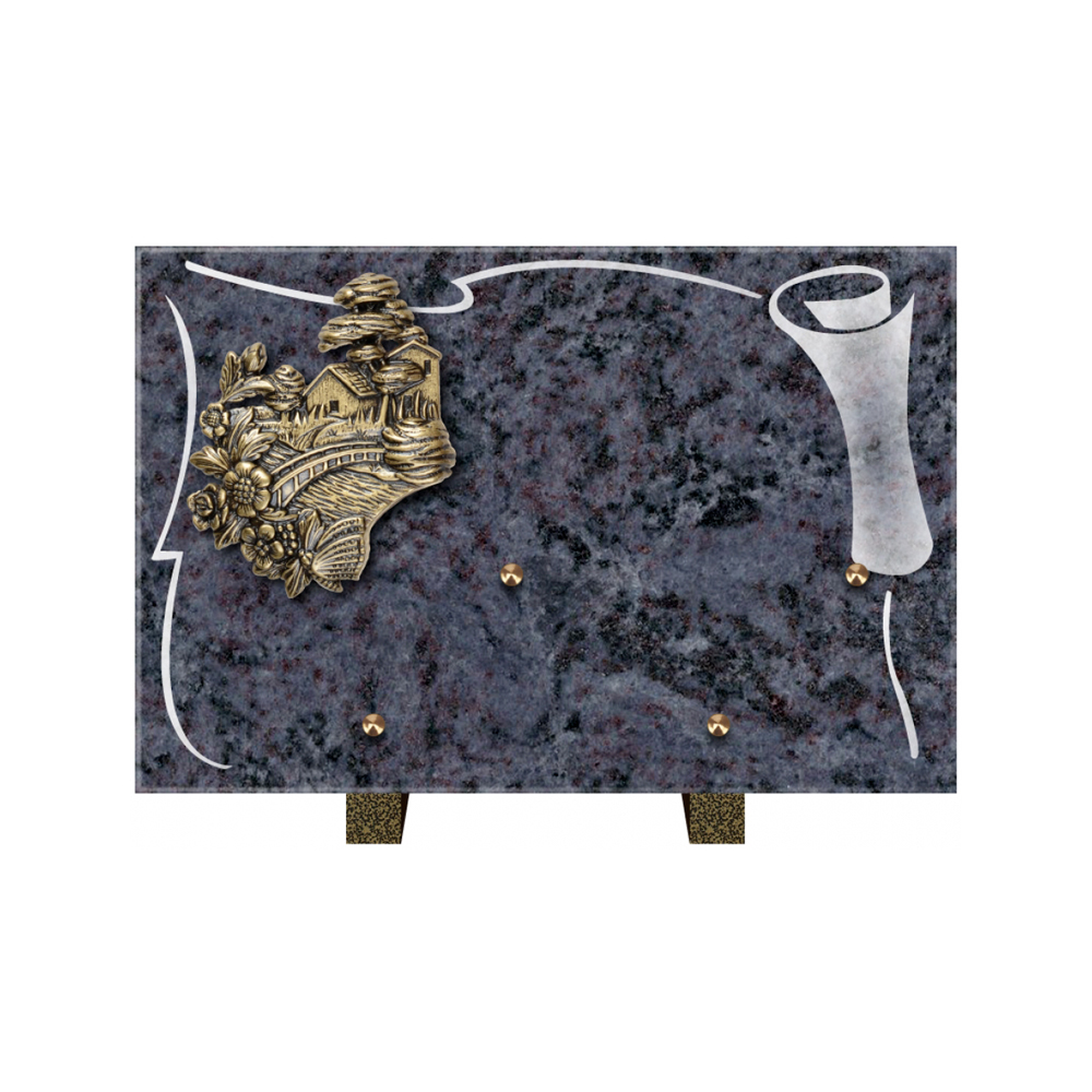 Plaque funéraire Rectangle 2 Granit Sablé 30x20 – Plaques Funéraires Créations® – vue complémentaire