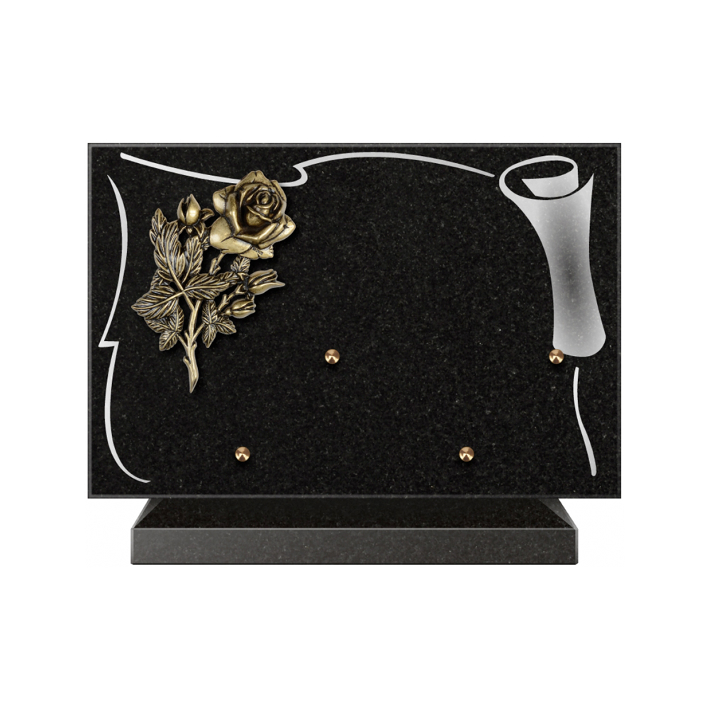 Plaque funéraire Rectangle 2 Granit Sablé 30x20 – Plaques Funéraires Créations® – vue complémentaire