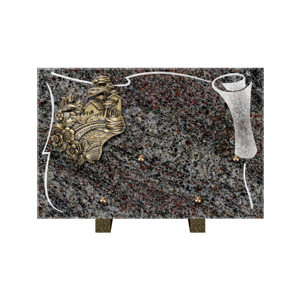 Plaque funéraire Rectangle 2 Granit Sablé 30x20 – Plaques Funéraires Créations® – vue complémentaire