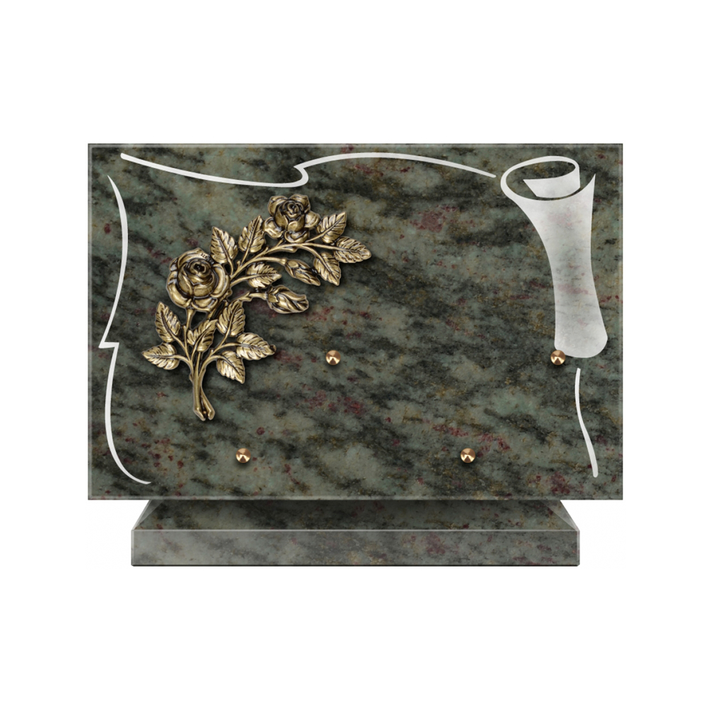 Plaque funéraire Rectangle 2 Granit Sablé 30x20 – Plaques Funéraires Créations® – vue complémentaire
