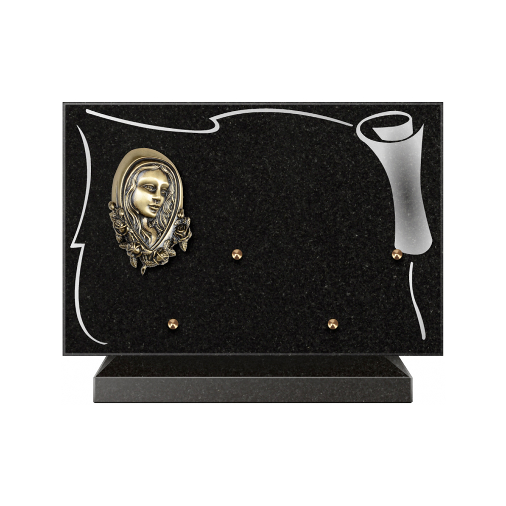 Plaque funéraire Rectangle 2 Granit Sablé 30x20 – Plaques Funéraires Créations® – vue complémentaire