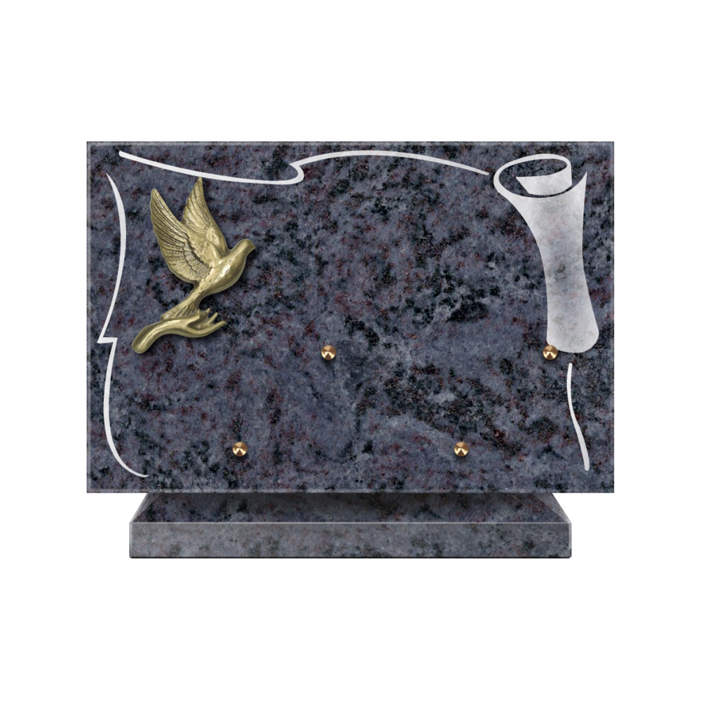 Plaque funéraire Rectangle 2 Granit Sablé 30x20 – Plaques Funéraires Créations® – vue complémentaire