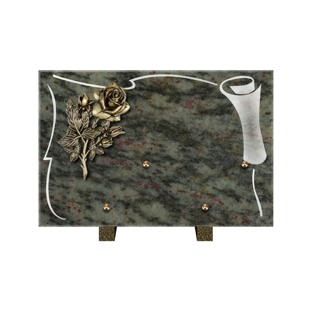 Plaque funéraire Rectangle 2 Granit Sablé 30x20 – Plaques Funéraires Créations® – vue complémentaire