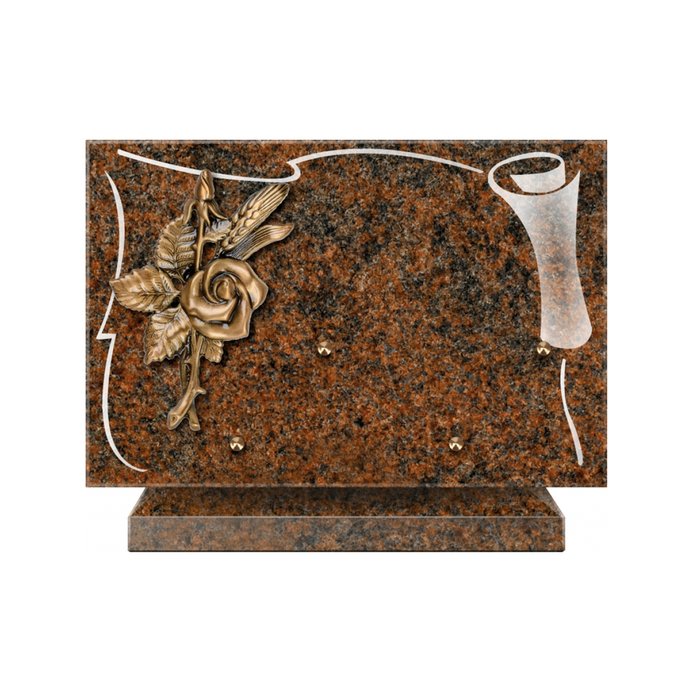 Plaque funéraire Rectangle 2 Granit Sablé 30x20 – Plaques Funéraires Créations® – vue complémentaire