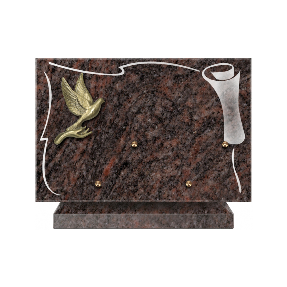 Plaque funéraire Rectangle 2 Granit Sablé 30x20 – Plaques Funéraires Créations® – vue complémentaire