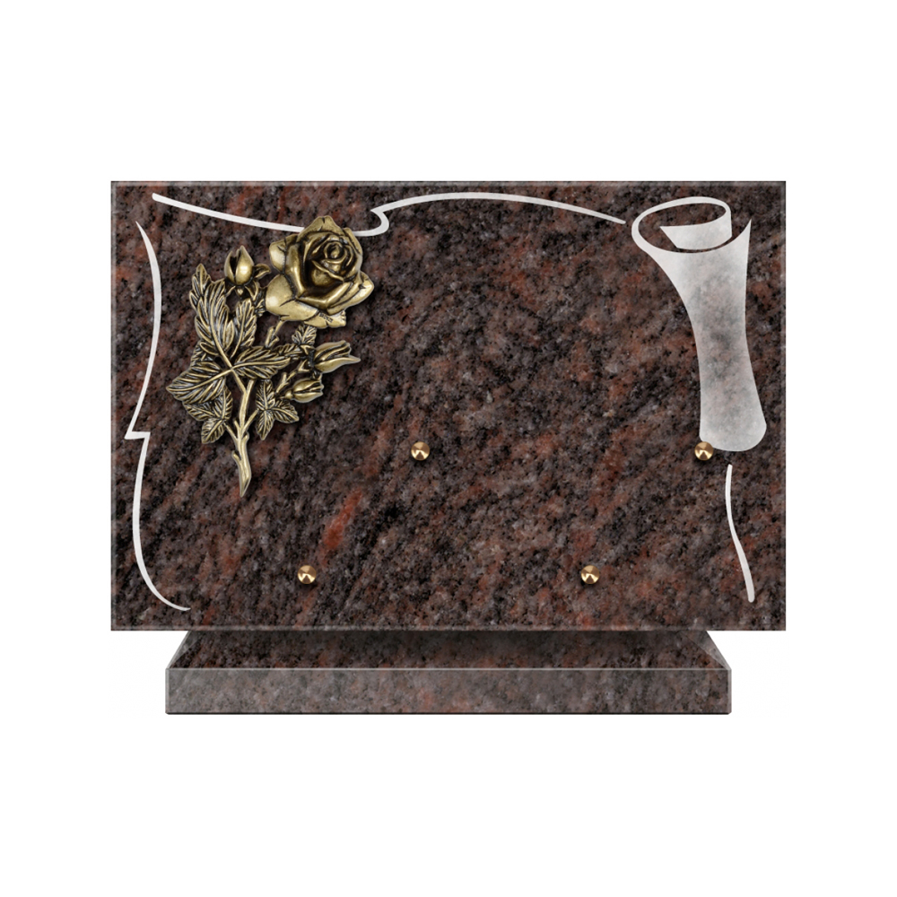 Plaque funéraire Rectangle 2 Granit Sablé 30x20 – Plaques Funéraires Créations® – vue complémentaire