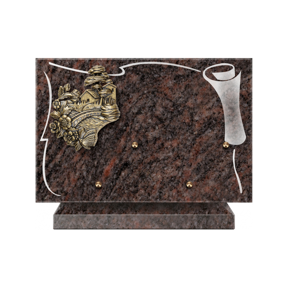 Plaque funéraire Rectangle 2 Granit Sablé 30x20 – Plaques Funéraires Créations® – vue complémentaire