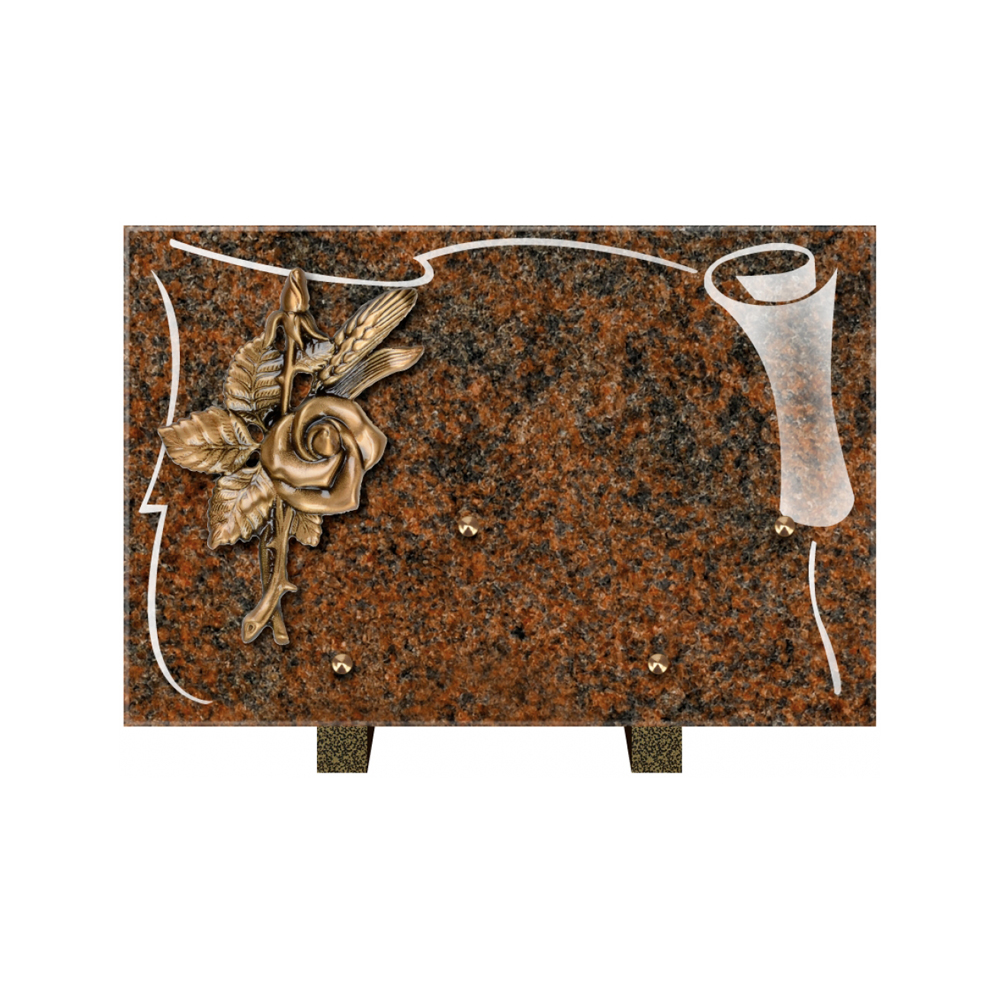 Plaque funéraire Rectangle 2 Granit Sablé 30x20 – Plaques Funéraires Créations® – vue complémentaire