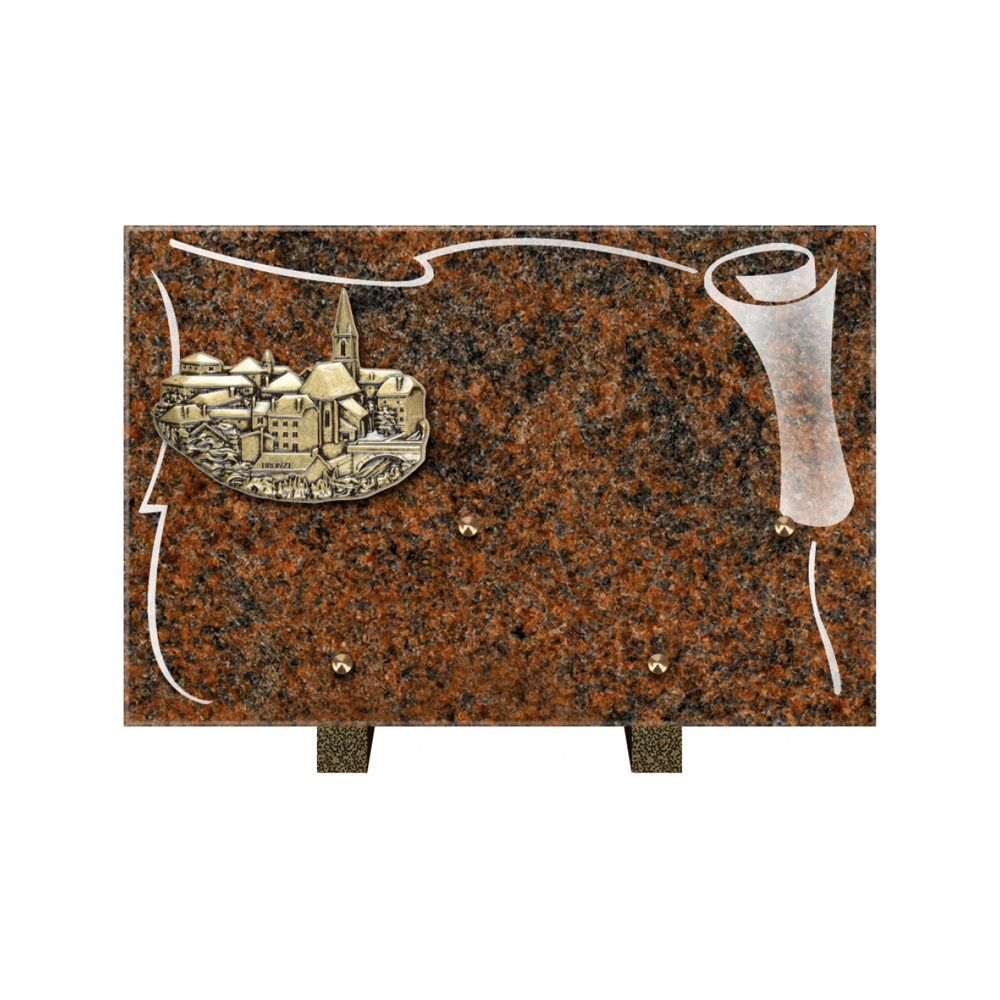 Plaque funéraire Rectangle 2 Granit Sablé 30x20 – Plaques Funéraires Créations® – vue complémentaire