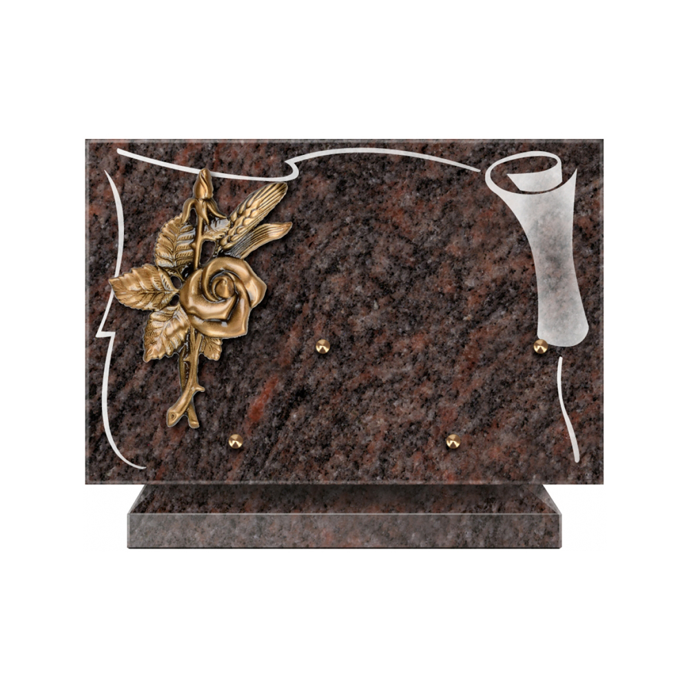 Plaque funéraire Rectangle 2 Granit Sablé 30x20 – Plaques Funéraires Créations® – vue complémentaire