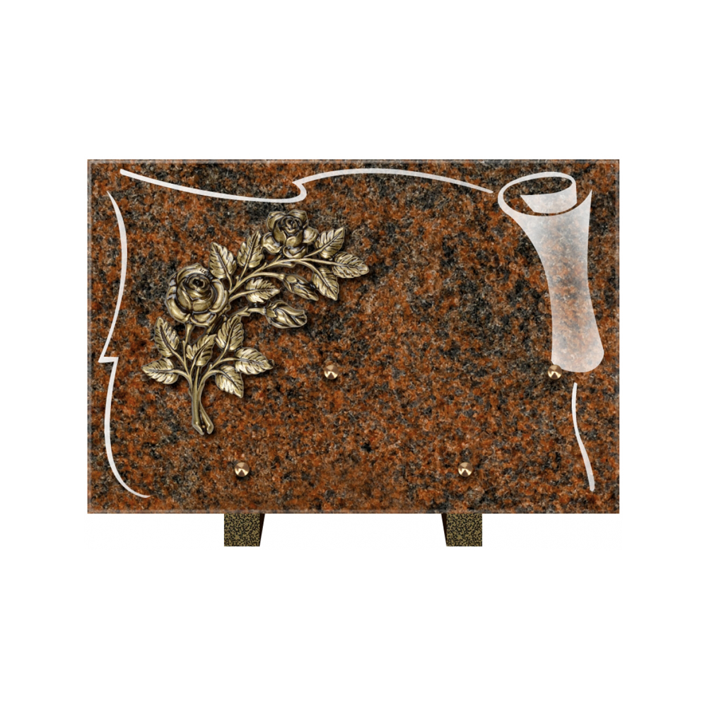 Plaque funéraire Rectangle 2 Granit Sablé 30x20 – Plaques Funéraires Créations® – vue complémentaire