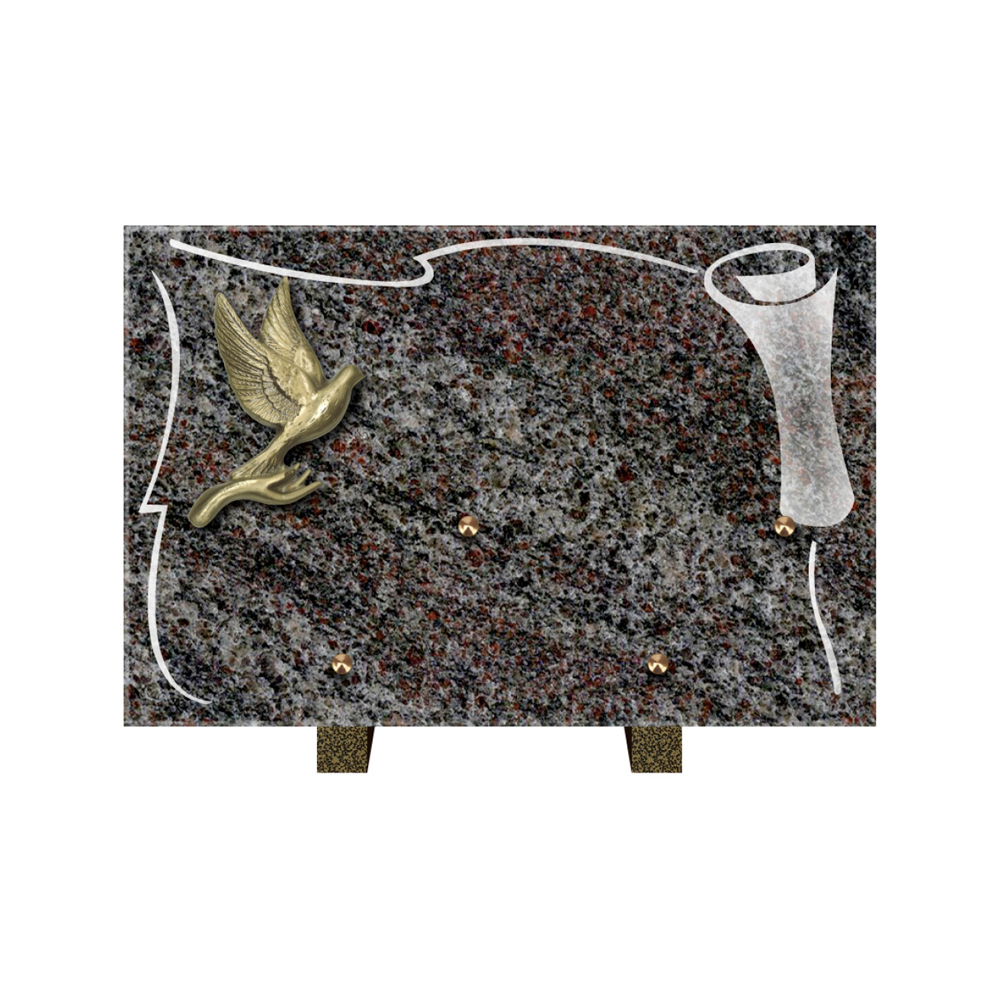 Plaque funéraire Rectangle 2 Granit Sablé 30x20 – Plaques Funéraires Créations® – vue complémentaire
