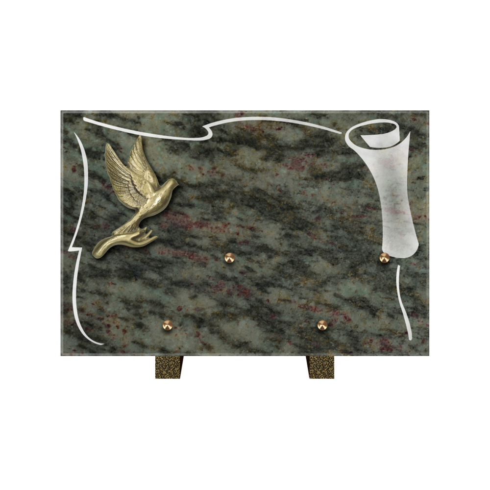 Plaque funéraire Rectangle 2 Granit Sablé 30x20 – Plaques Funéraires Créations® – vue complémentaire