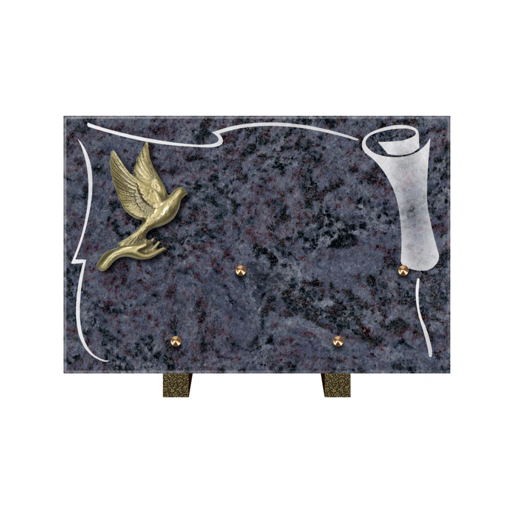 Plaque funéraire Rectangle 2 Granit Sablé 30x20 – Plaques Funéraires Créations® – vue complémentaire