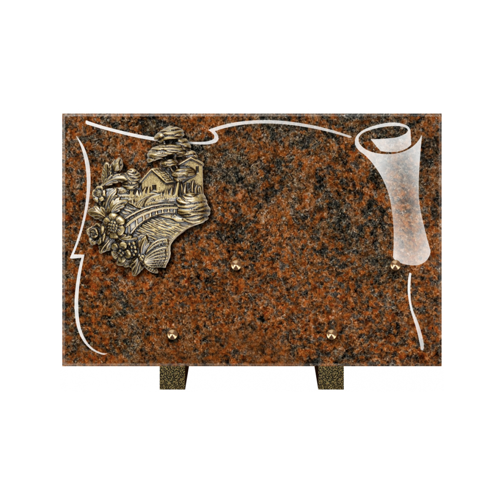 Plaque funéraire Rectangle 2 Granit Sablé 30x20 – Plaques Funéraires Créations® – vue complémentaire