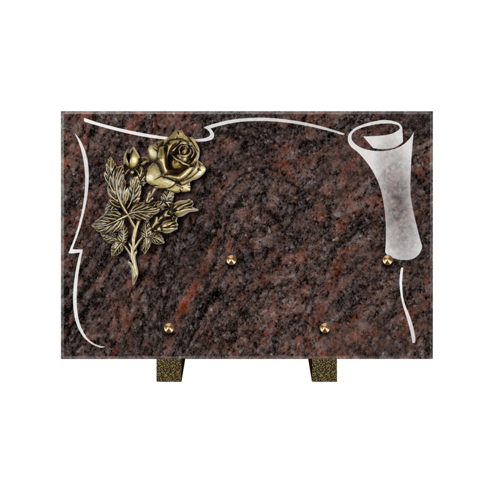 Plaque funéraire Rectangle 2 Granit Sablé 30x20 – Plaques Funéraires Créations® – vue complémentaire