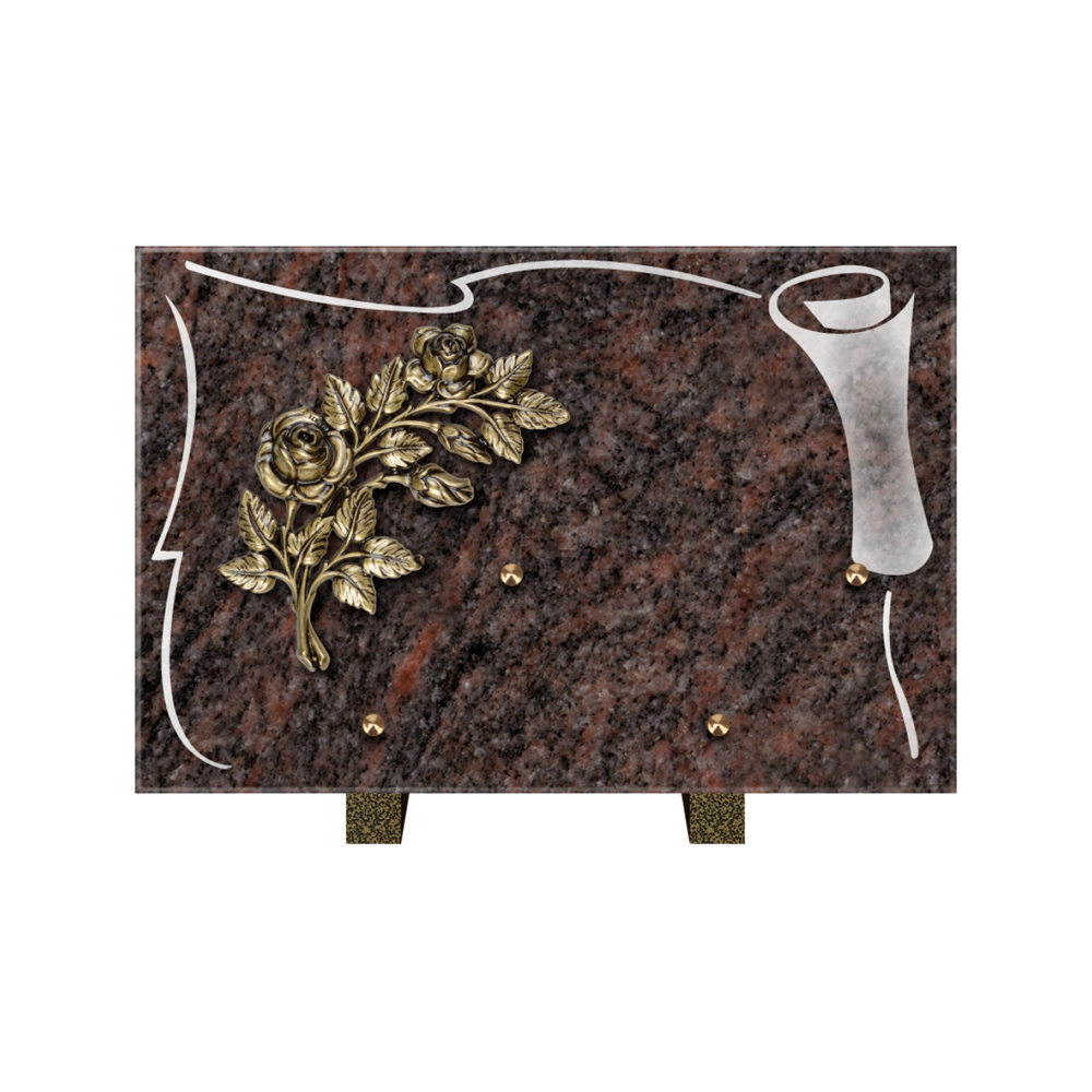 Plaque funéraire Rectangle 2 Granit Sablé 30x20 – Plaques Funéraires Créations® – vue complémentaire