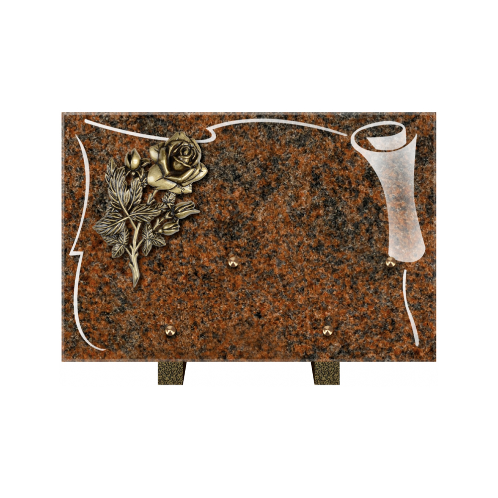 Plaque funéraire Rectangle 2 Granit Sablé 30x20 – Plaques Funéraires Créations® – vue complémentaire