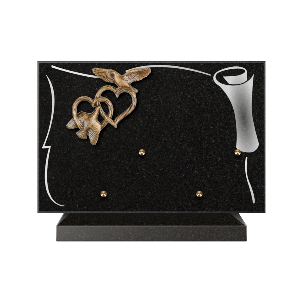 Plaque funéraire Rectangle 2 Granit Sablé 30x20 – Plaques Funéraires Créations® – vue complémentaire