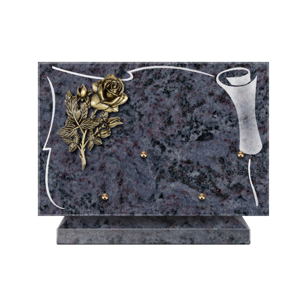 Plaque funéraire Rectangle 2 Granit Sablé 30x20 – Plaques Funéraires Créations® – vue complémentaire
