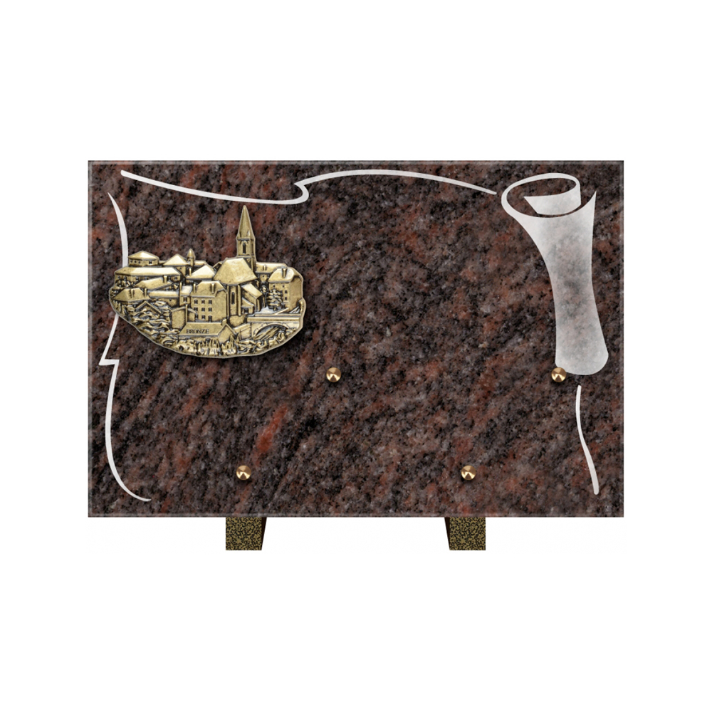 Plaque funéraire Rectangle 2 Granit Sablé 30x20 – Plaques Funéraires Créations® – vue complémentaire
