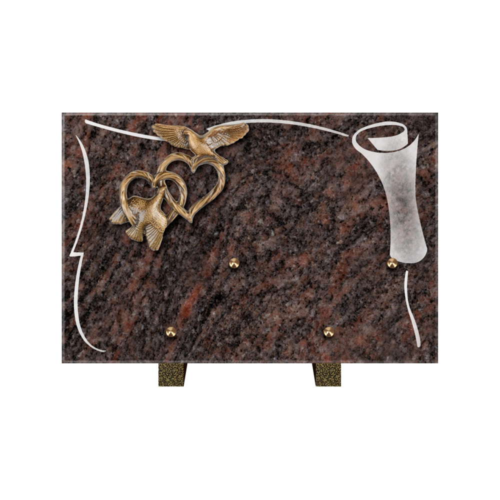 Plaque funéraire Rectangle 2 Granit Sablé 30x20 – Plaques Funéraires Créations® – vue complémentaire