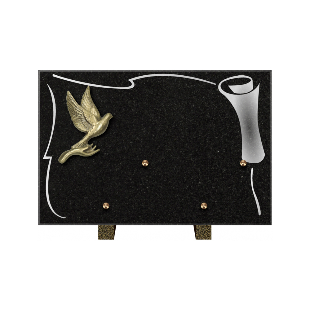 Plaque funéraire Rectangle 2 Granit Sablé 30x20 – Plaques Funéraires Créations® – vue complémentaire
