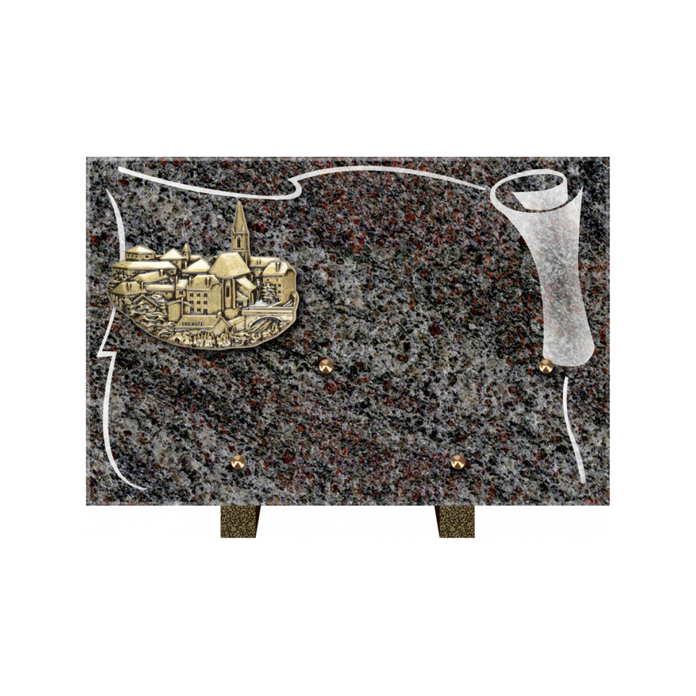 Plaque funéraire Rectangle 2 Granit Sablé 30x20 – Plaques Funéraires Créations® – vue complémentaire