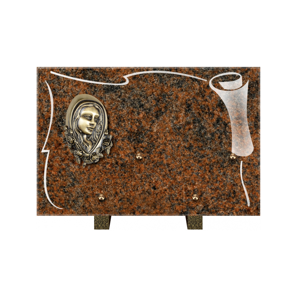 Plaque funéraire Rectangle 2 Granit Sablé 30x20 – Plaques Funéraires Créations® – vue complémentaire