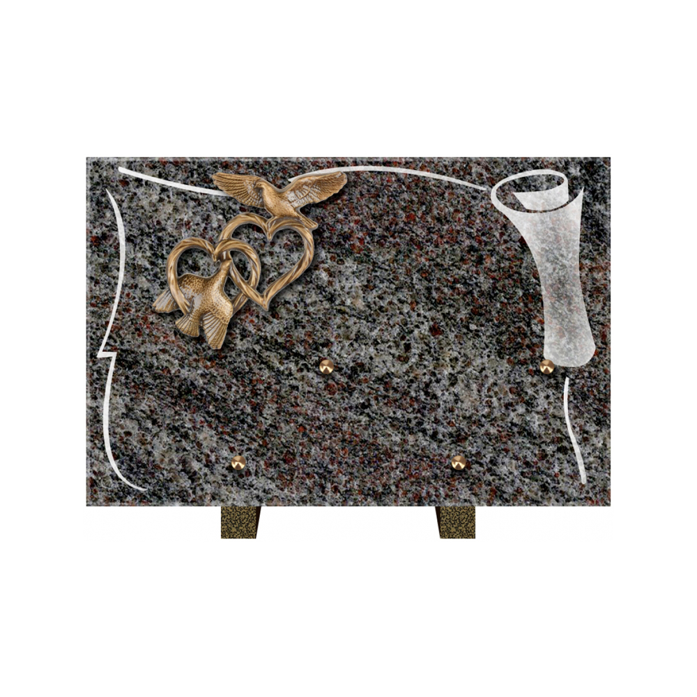 Plaque funéraire Rectangle 2 Granit Sablé 30x20 – Plaques Funéraires Créations® – vue complémentaire