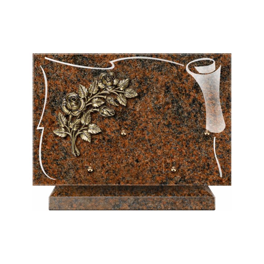 Plaque funéraire Rectangle 2 Granit Sablé 30x20 – Plaques Funéraires Créations® – vue complémentaire