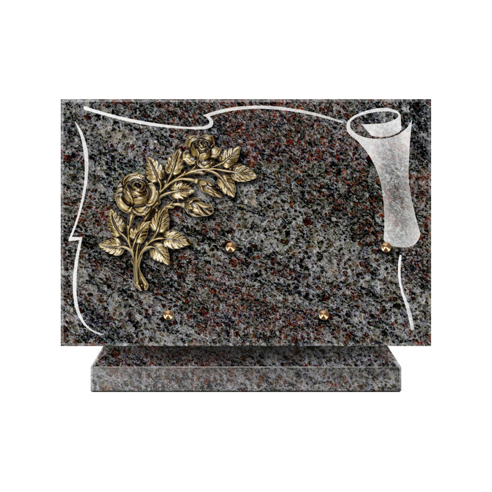 Plaque funéraire Rectangle 2 Granit Sablé 30x20 – Plaques Funéraires Créations® – vue complémentaire