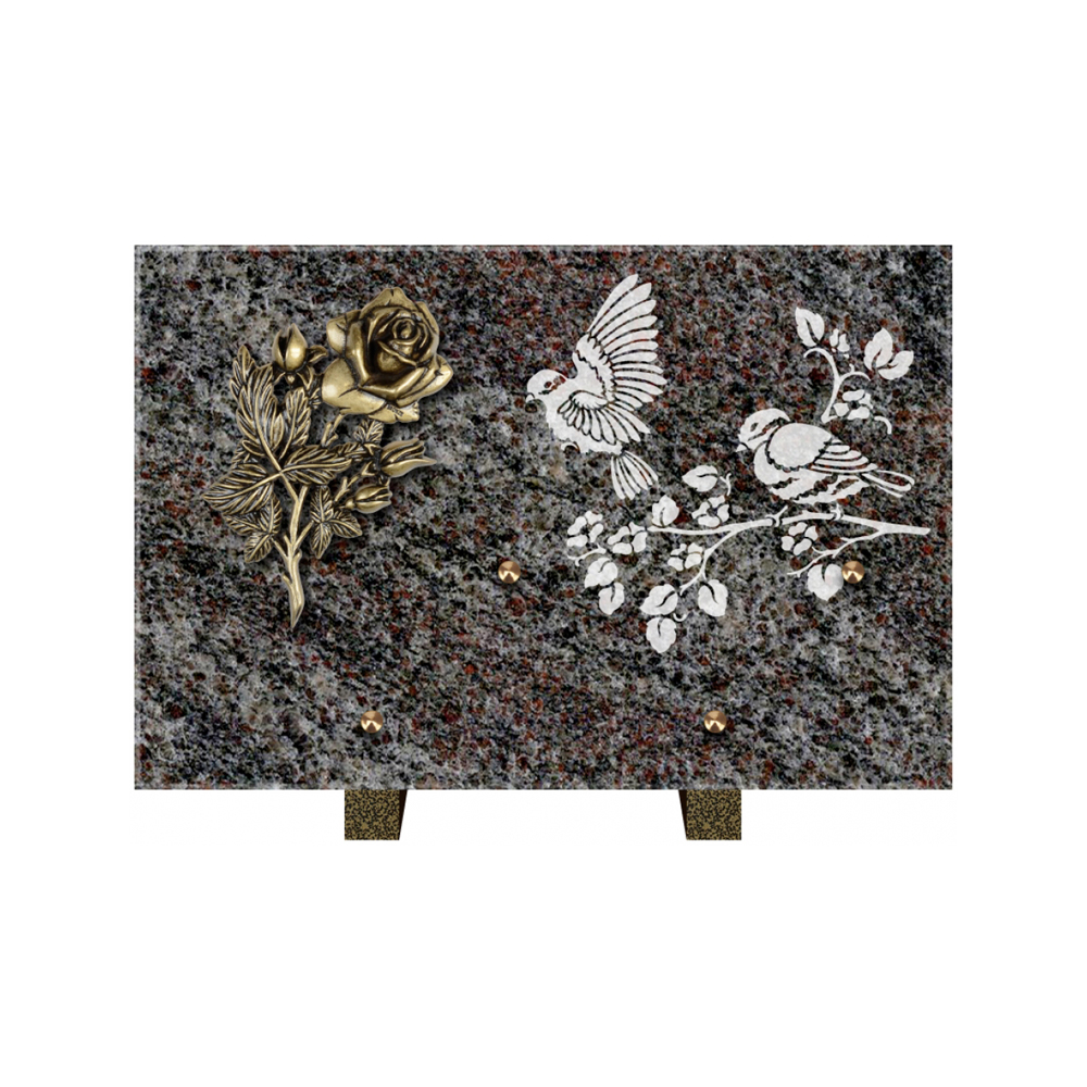 Plaque funéraire Rectangle 3 Granit Sablé 30x20 – Plaques Funéraires Créations® – vue complémentaire