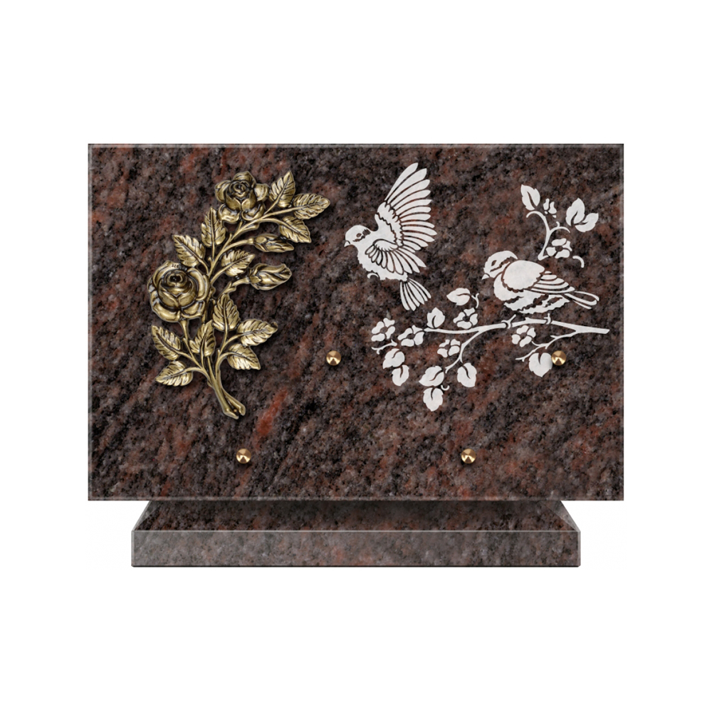 Plaque funéraire Rectangle 3 Granit Sablé 30x20 – Plaques Funéraires Créations® – vue complémentaire