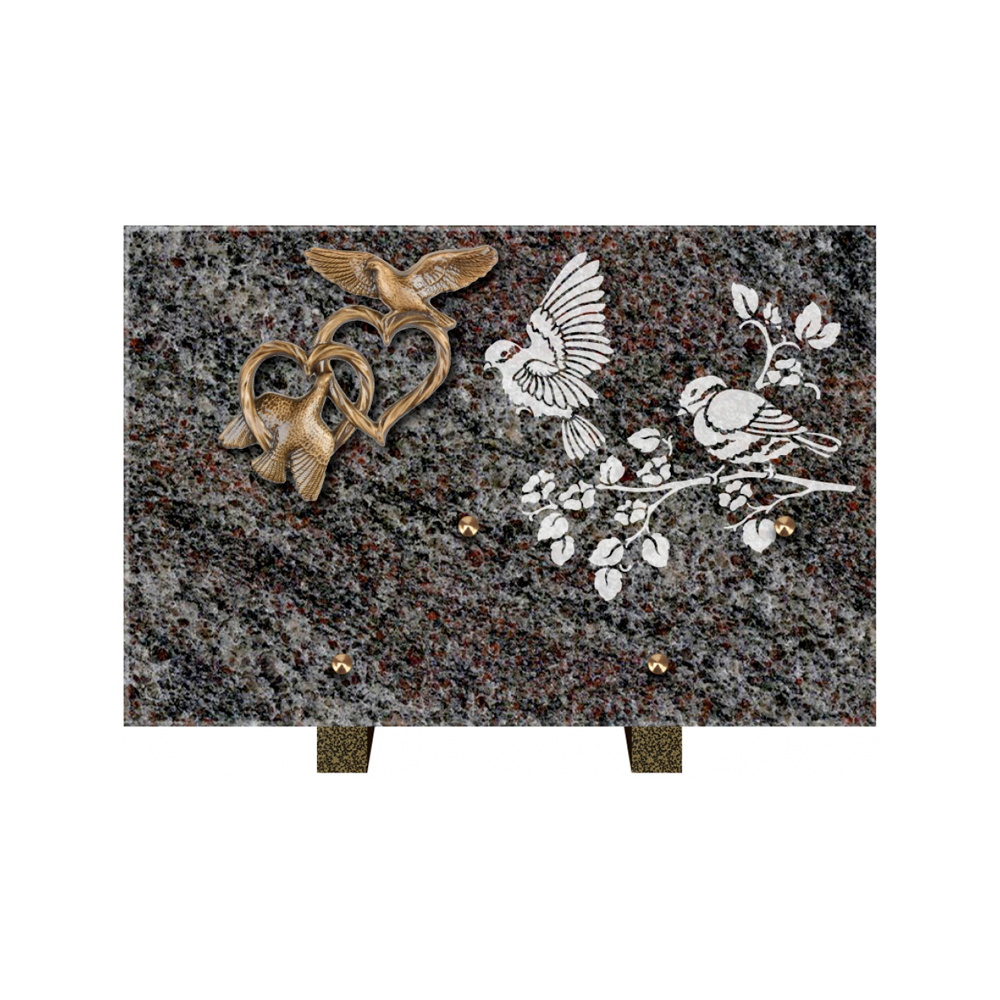 Plaque funéraire Rectangle 3 Granit Sablé 30x20 – Plaques Funéraires Créations® – vue complémentaire