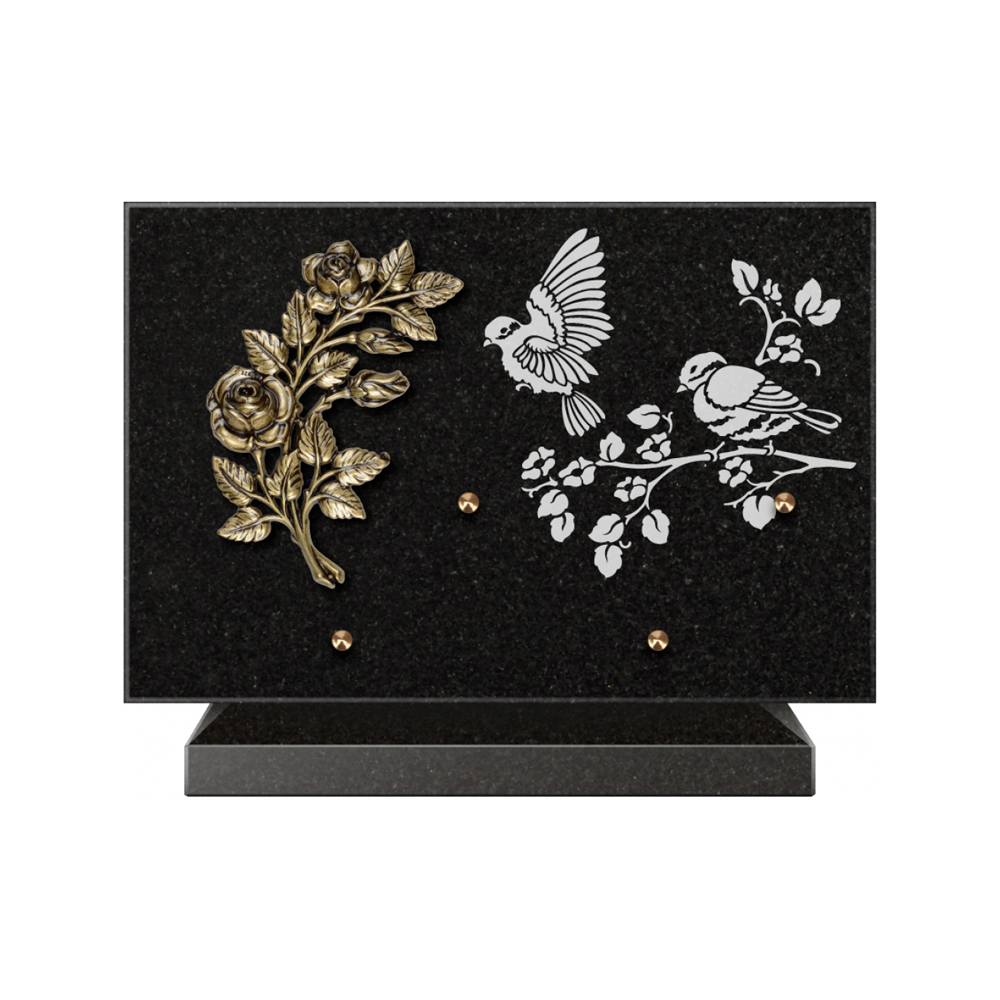 Plaque funéraire Rectangle 3 Granit Sablé 30x20 – Plaques Funéraires Créations® – vue complémentaire