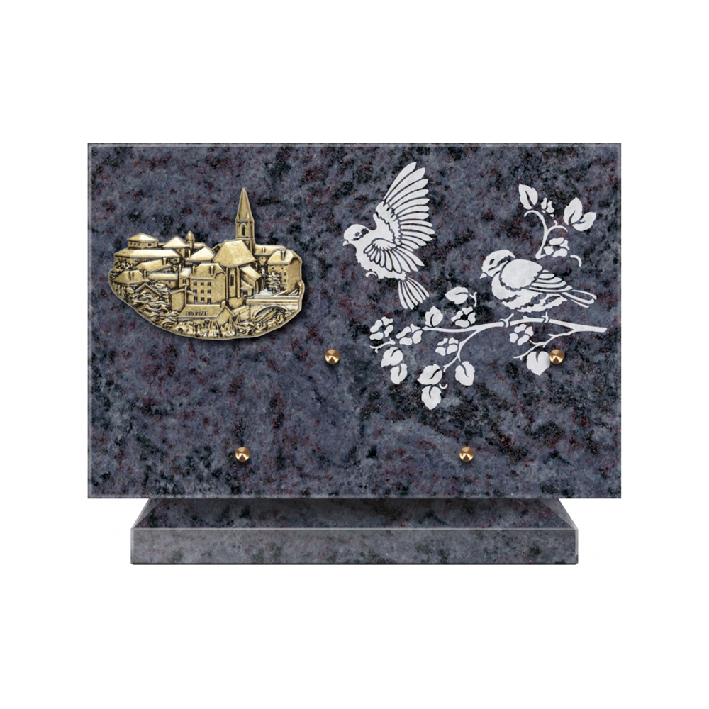Plaque funéraire Rectangle 3 Granit Sablé 30x20 – Plaques Funéraires Créations® – vue complémentaire
