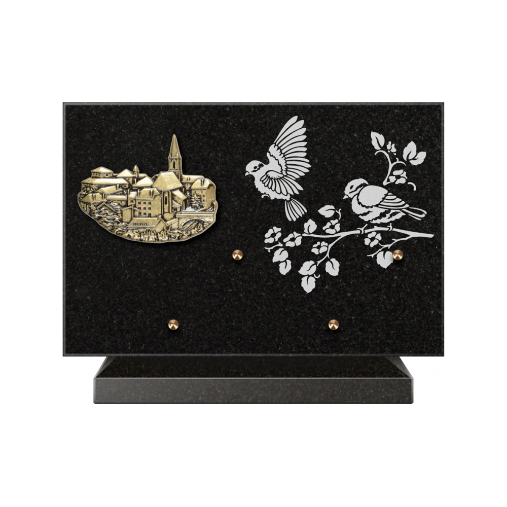 Plaque funéraire Rectangle 3 Granit Sablé 30x20 – Plaques Funéraires Créations® – vue complémentaire