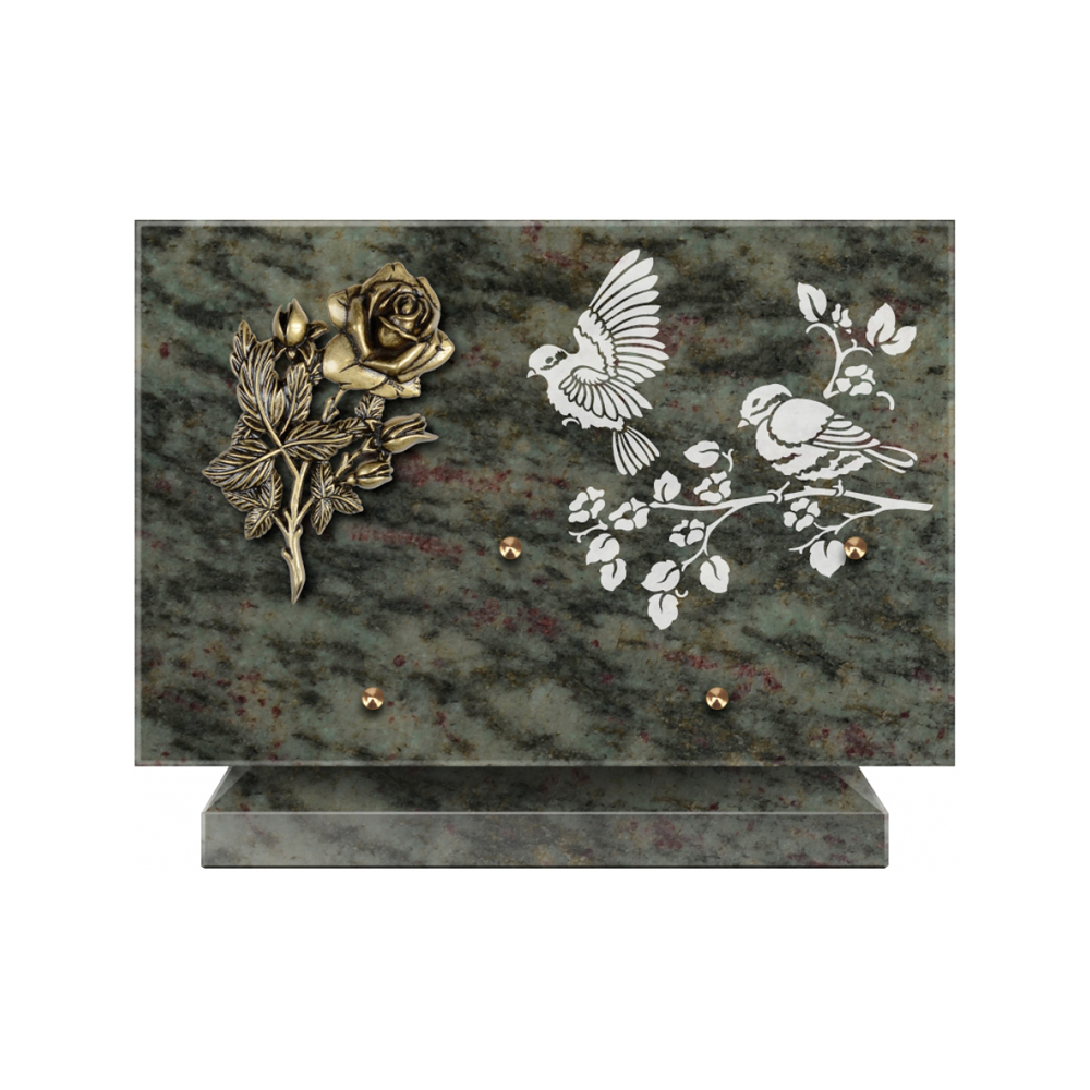 Plaque funéraire Rectangle 3 Granit Sablé 30x20 – Plaques Funéraires Créations® – vue complémentaire