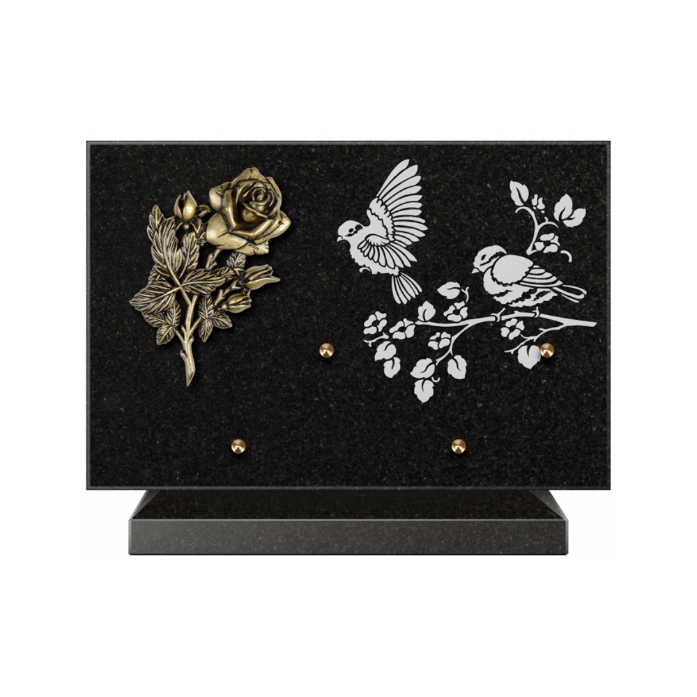 Plaque funéraire Rectangle 3 Granit Sablé 30x20 – Plaques Funéraires Créations® – vue complémentaire